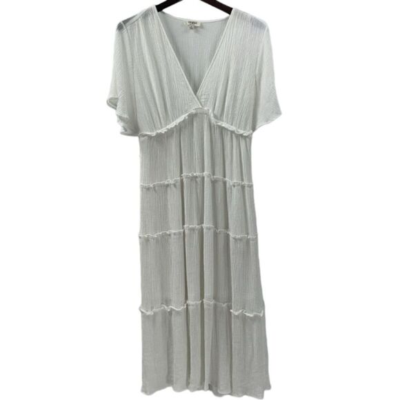 Umgee White Midi Dress Women’s Size Medium Solid White Short Sleeve Dress - Picture 2 of 10